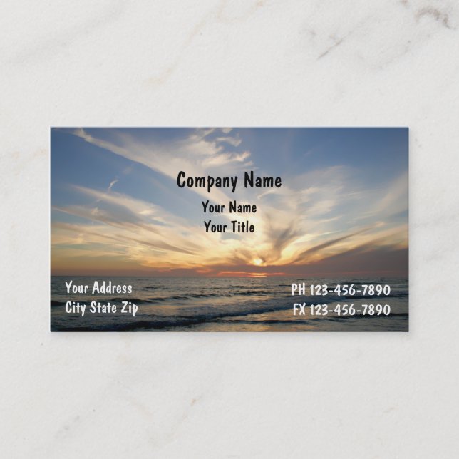 Cartes de visite de coucher du soleil (Devant)