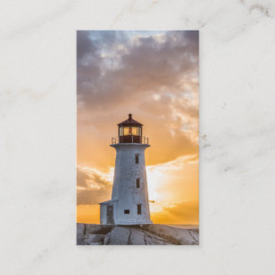 Cartes de visite de coucher du soleil de phare de