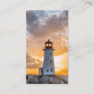 Cartes de visite de coucher du soleil de phare de