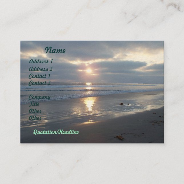 Cartes de visite de coucher du soleil de plage (Devant)