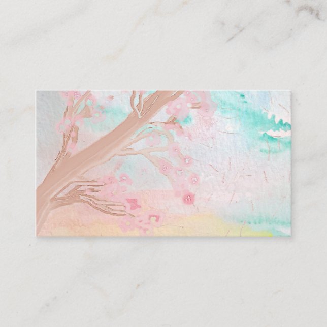 Cartes de visite de couleur d'eau de l'arbre de fl (Devant)