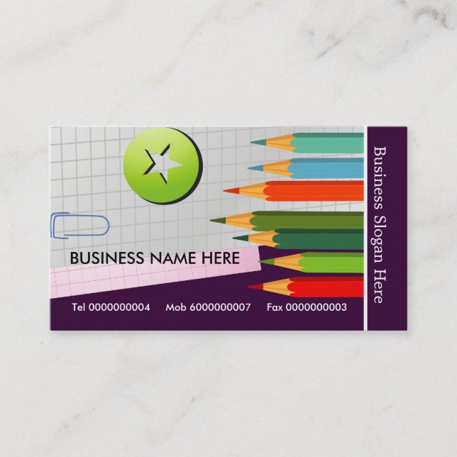 Cartes de visite de crayons colorés (Devant)