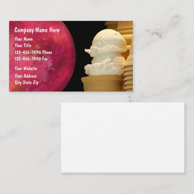 Cartes de visite de crème glacée (Devant / Derrière)