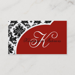 Cartes de visite de Crimson Red Black Damask