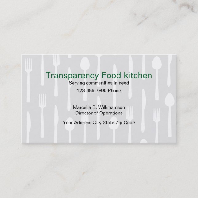 Cartes de visite de cuisine de nourriture (Devant)