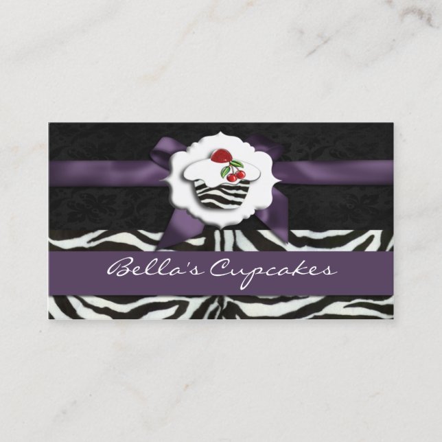 cartes de visite de cupcake chic violet (Devant)