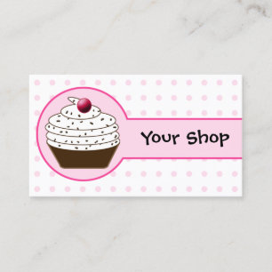 Cartes de visite de cupcake rose