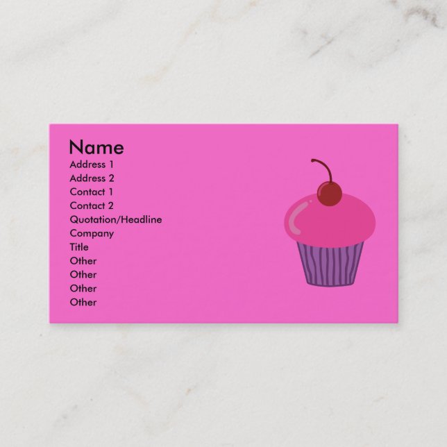 Cartes de visite de Cupcake rose (Devant)