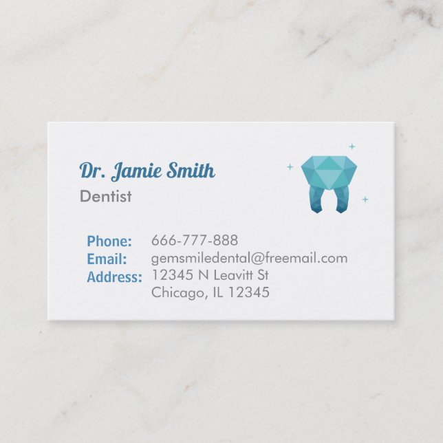 Cartes de visite de dentiste de logo de dent de (Devant)