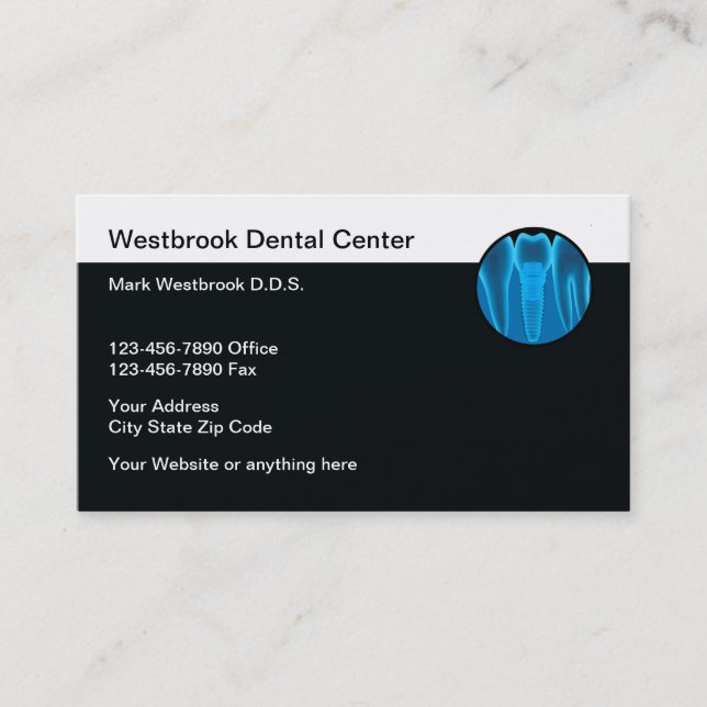 Cartes de visite de dentistes pour implants dentai (Devant)