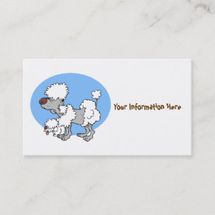 Cartes de visite de dessin animé de caniche vieill