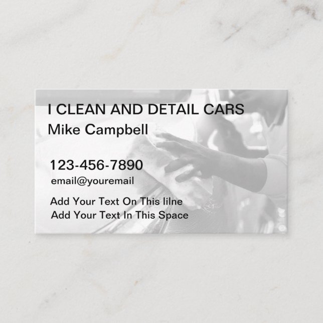 Cartes de visite de détail de l'auto de nettoyage  (Devant)