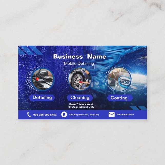 Cartes de visite de détails modernes bleus (Devant)