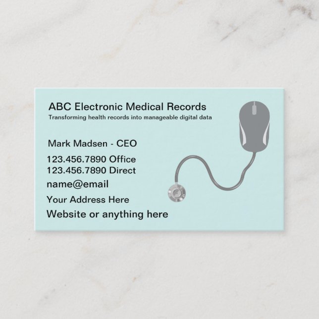 Cartes de visite de dossiers Médicales électroniqu (Devant)