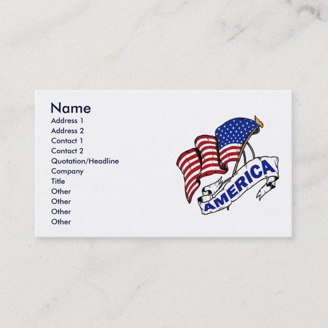 CARTES DE VISITE DE DRAPEAU DES USA (Devant)