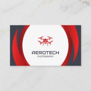 Cartes de visite de drones rouge noir moderne