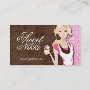 Cartes de visite de fille de petit gâteau