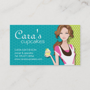 Cartes de visite de fille de petit gâteau de brun