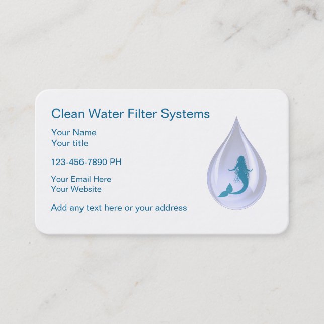 Cartes de visite de filtration de l'eau (Devant)