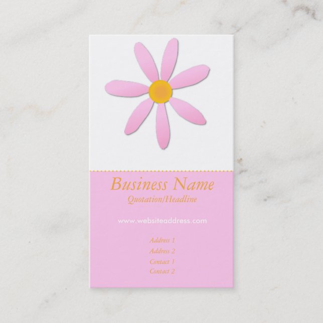 Cartes de visite de fleur de marguerite rose et (Devant)