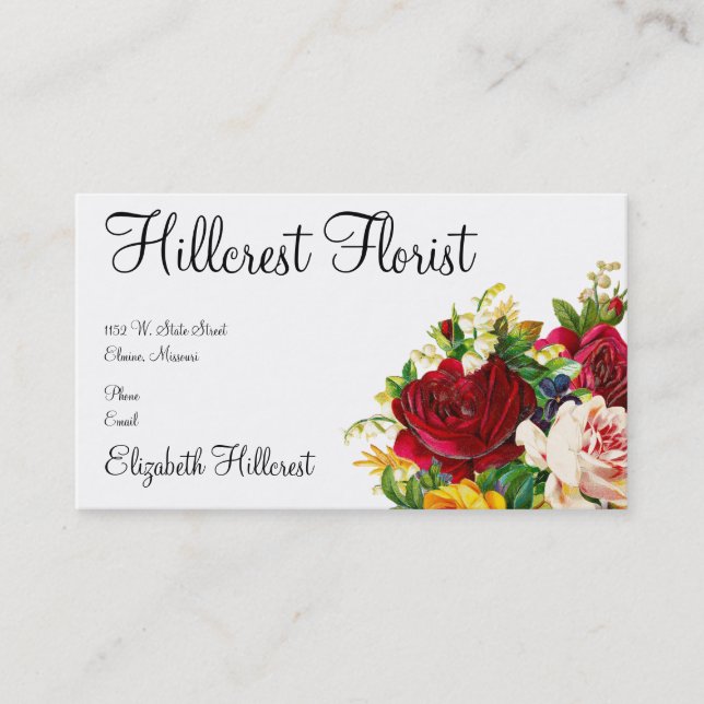 Cartes de visite de fleuriste (Devant)