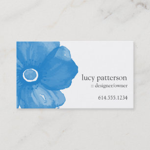 Cartes de visite de fleurs d'aquarelle bleu