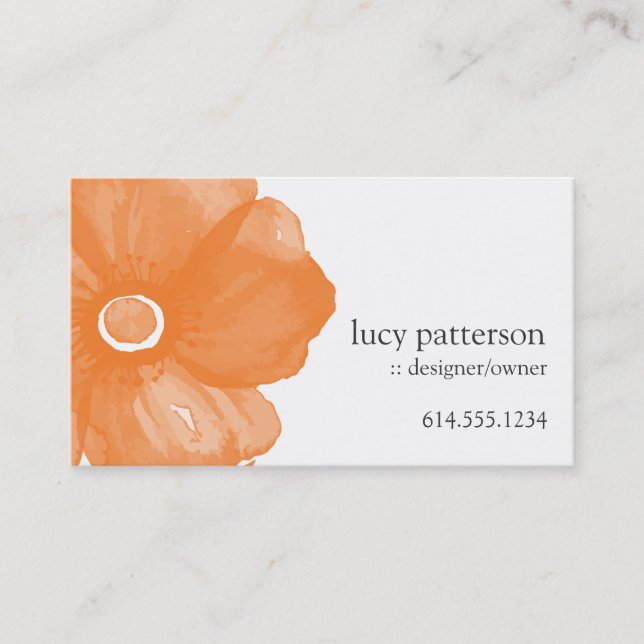 Cartes de visite de fleurs d'aquarelle orange (Devant)