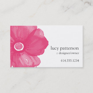 Cartes de visite de fleurs d'aquarelle rose