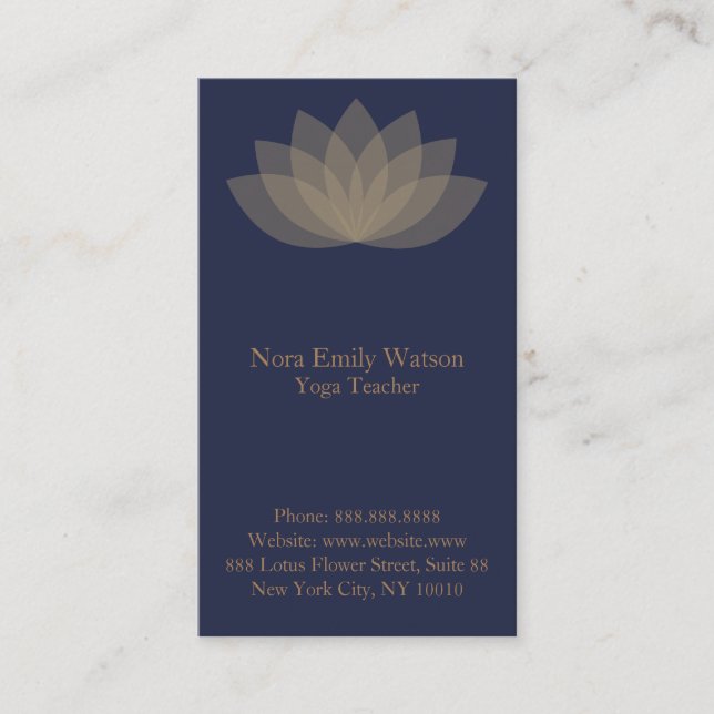 Cartes de visite de fleurs de Lotus Brown et bleue (Devant)