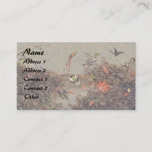 Cartes de visite de fleurs d'oiseaux de colibri de (Devant)