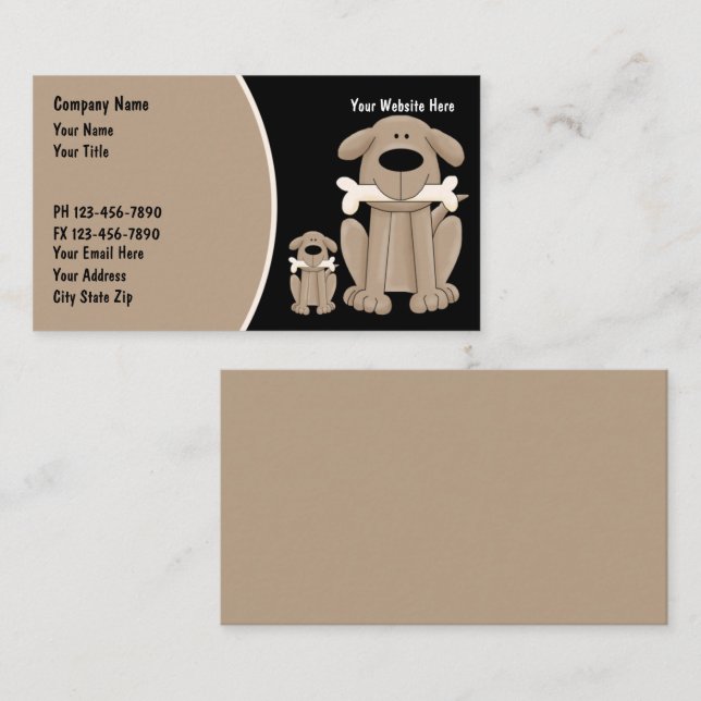 Cartes de visite de formation des chiens (Devant / Derrière)