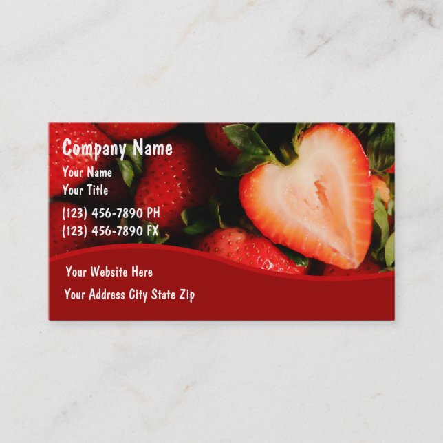Cartes de visite de fraises de nourriture (Devant)