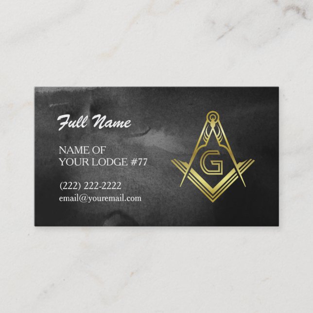 Cartes de visite de Freemason | Aquarelle noire et (Devant)