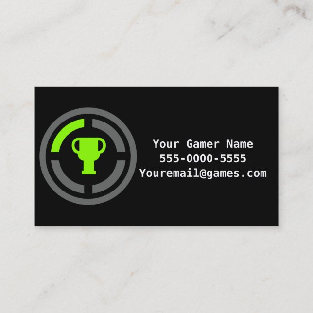Cartes de visite de Gamer de jeu vidéo de trophée (Devant)