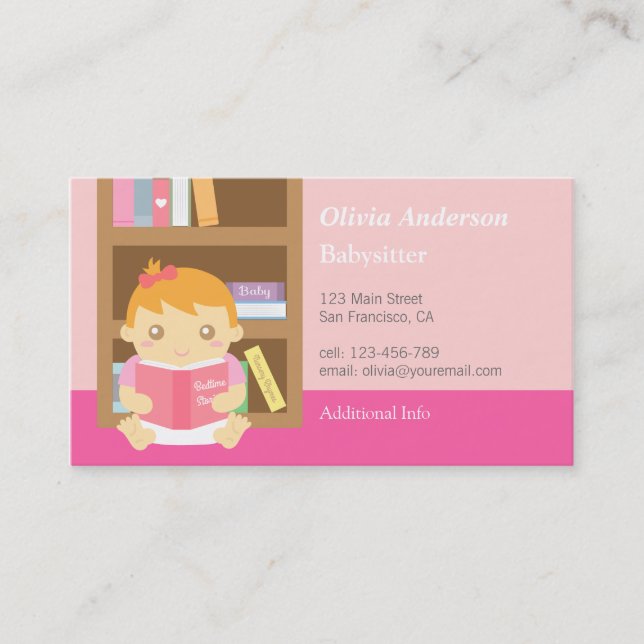 Cartes de visite de garde d'enfants de bébé mignon (Devant)