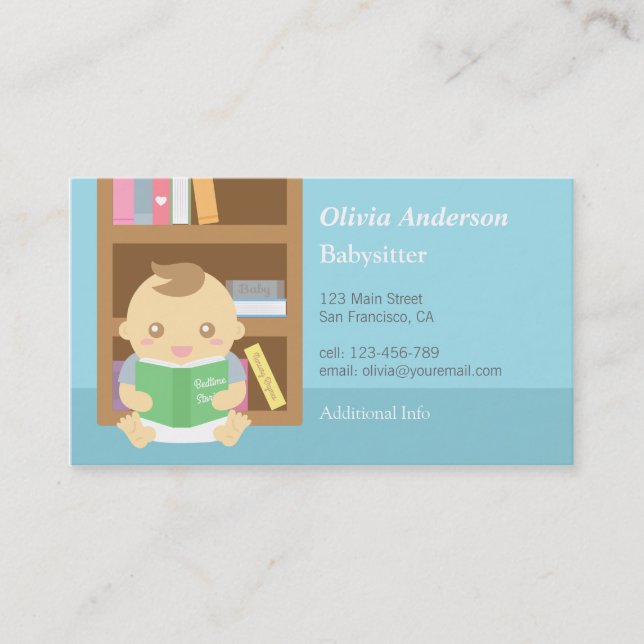 Cartes de visite de garde d'enfants de bébé mignon (Devant)