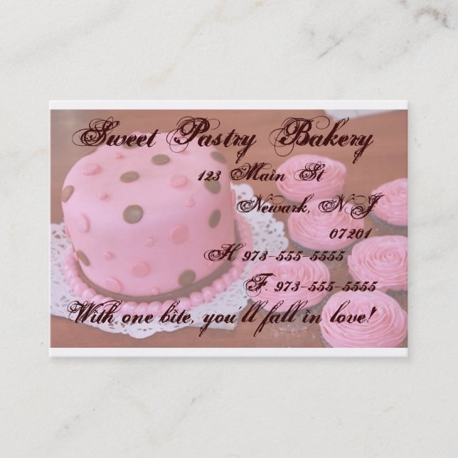 Cartes de visite de gâteau et de petits gâteaux (Devant)