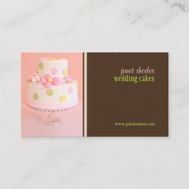 cartes de visite de gâteau mariage rose et chocola (Devant)