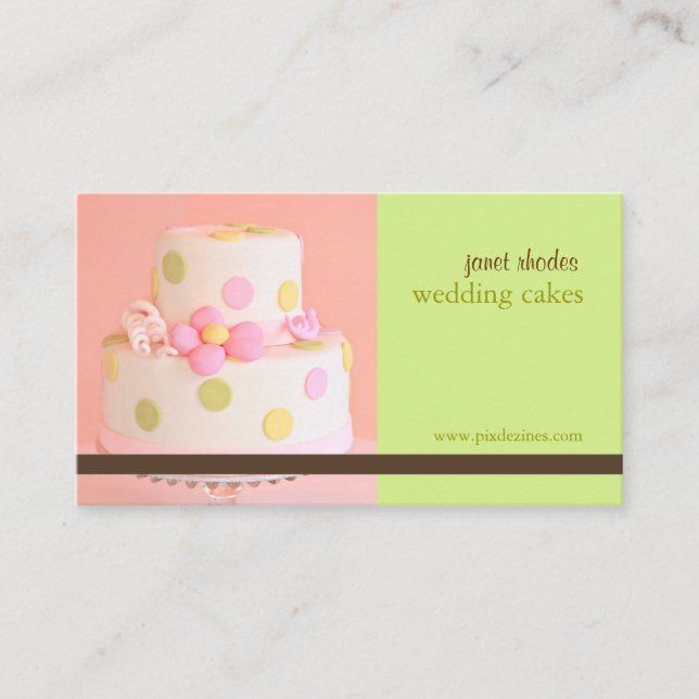cartes de visite de gâteau mariage rose et chocola (Devant)