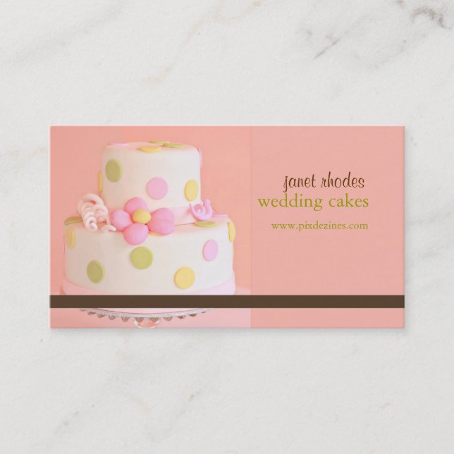 cartes de visite de gâteau mariage rose et chocola (Devant)