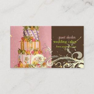 cartes de visite de gâteau mariage rose et chocola