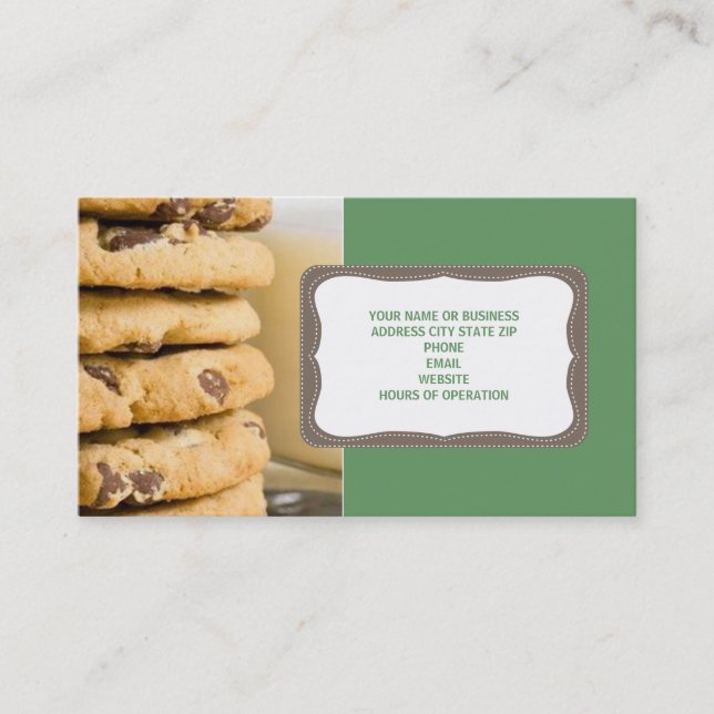 Cartes de visite de gâteaux aux pépites de (Devant)