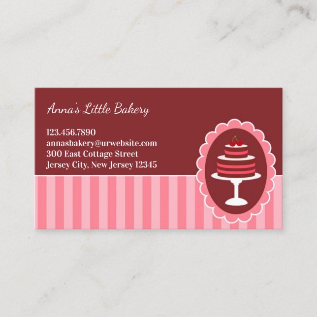 Cartes de visite de gâteaux de boulangerie (Devant)