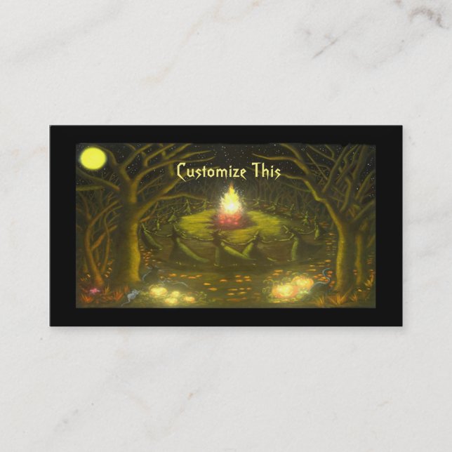 Cartes de visite de Halloween, sorcières, noir, (Devant)