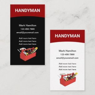 Cartes de visite de handyman simples et gras