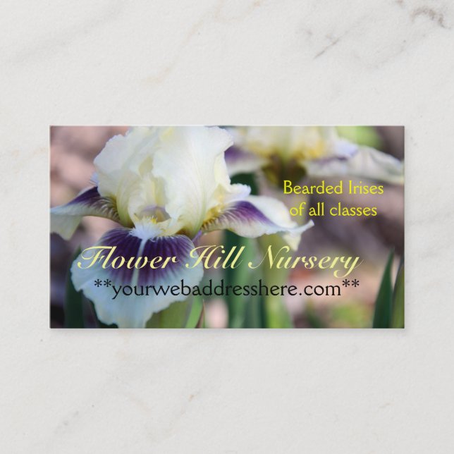 Cartes de visite de jardin d'iris (Devant)