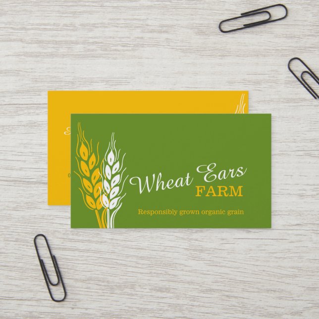 Cartes de visite de jaune de vert de ferme de (Devant/Arrière en situation)