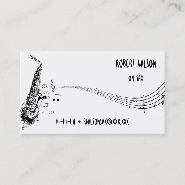 Cartes de visite de joueur de saxophone (Devant)