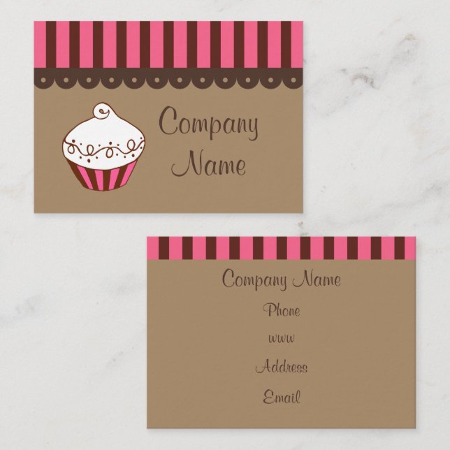 Cartes de visite de la boulangerie Cupcake (Devant / Derrière)