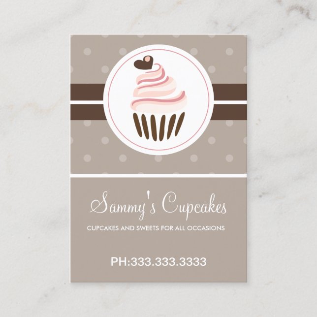 cartes de visite de la boulangerie Cupcake (Devant)